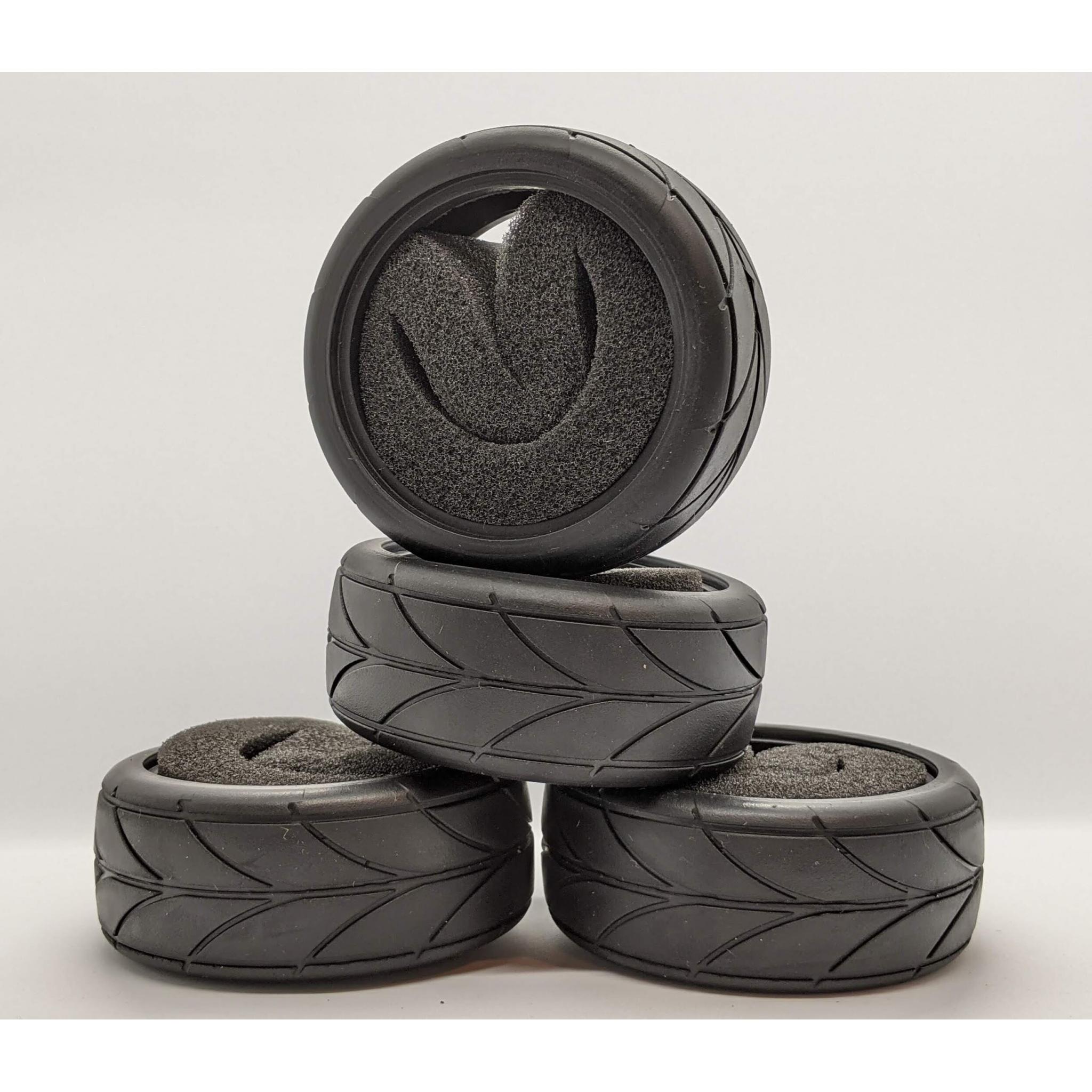 1/10 RC Race Car tyre set. High Grip with foam insert. 52mm x 26mm