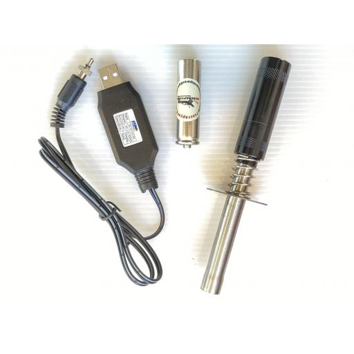 RC Nitro Glow Plug Starter igniter 1200mah rechargeable + USB Charger Black