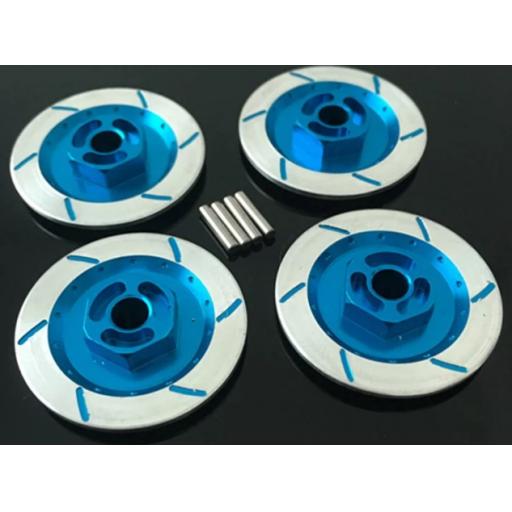 Rc Car Brake Disk Set - 12mm Hex + Axle Pins Aluminium 1/10 Blue