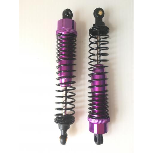 1 x pair of Metal Shock units 98mm Purple - Fully Adjustable for RC Car / Truck / Buggy.