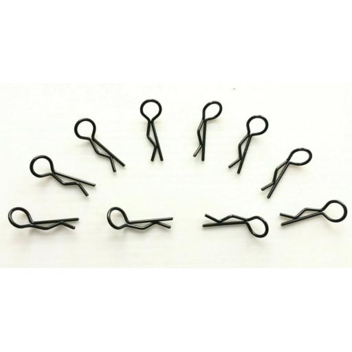 RC Body Clips suitable for 1/8th size body shells - 35mm Black. Set of 10! 8+2