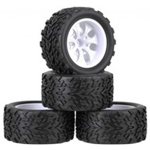 1/10 Truck Wheels White -12mm Hex fitting. HSP, HPI Savage etc Set of four
