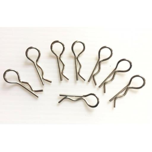 RC Body Clips suitable for 1/10th size body shells - 25mm Silver. Set of 10! 8+2