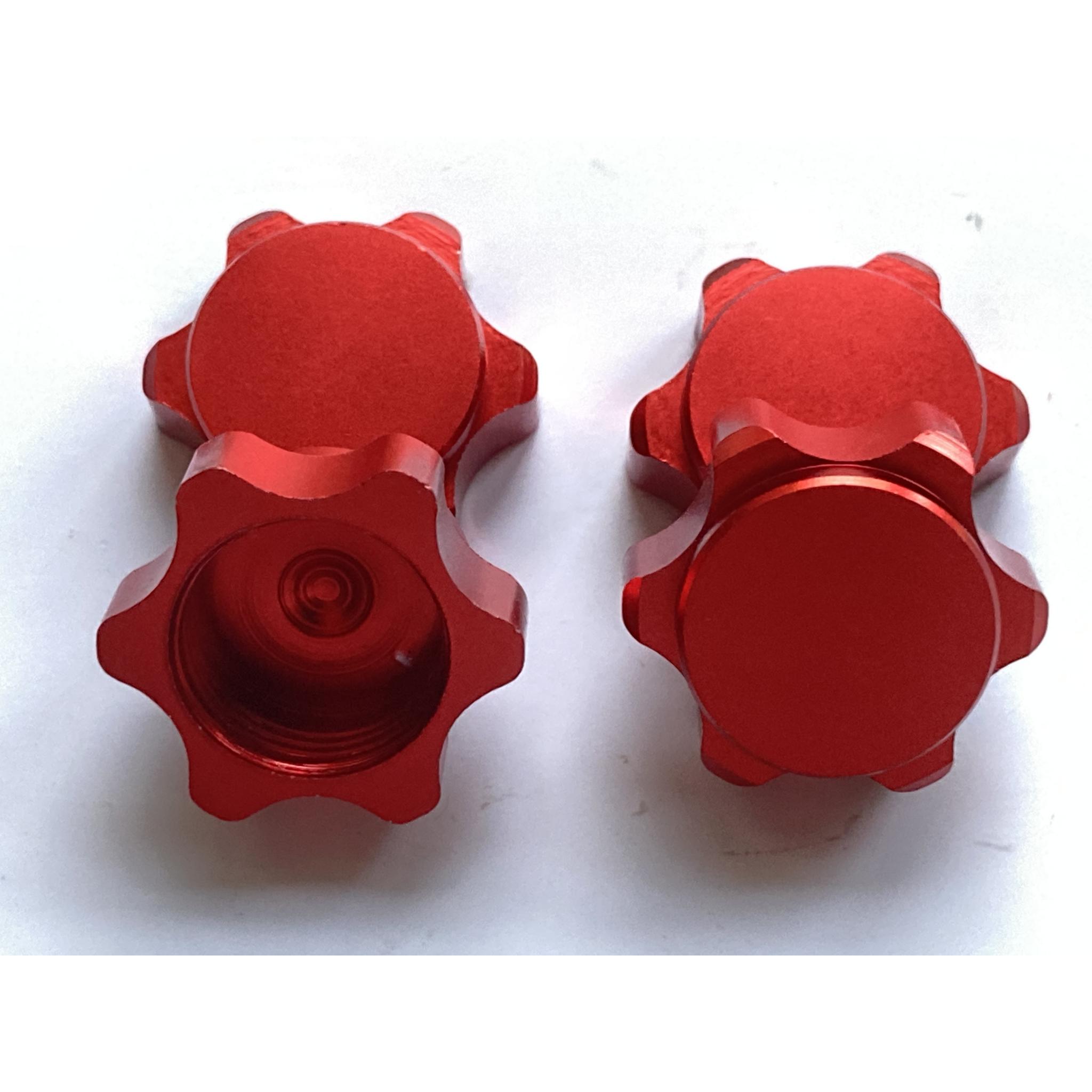 1/8 17mm Universal Red Non Slip locking Wheel Nuts x 4 Aluminium Alloy