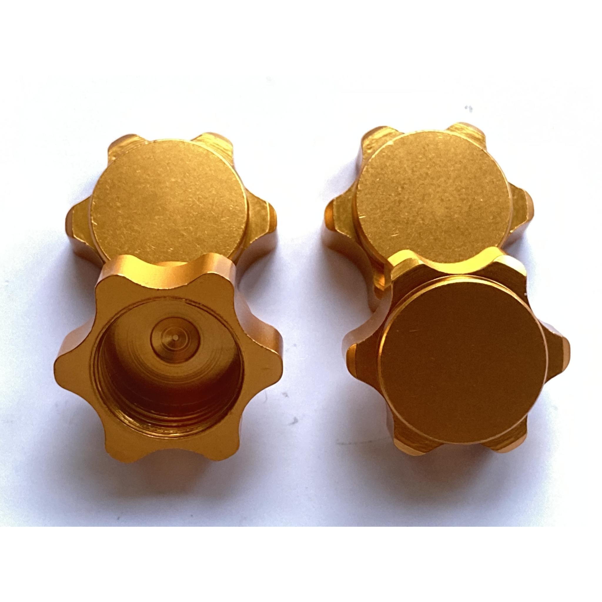 1/8 17mm Universal Gold Non Slip locking Wheel Nuts x 4 Aluminium Alloy