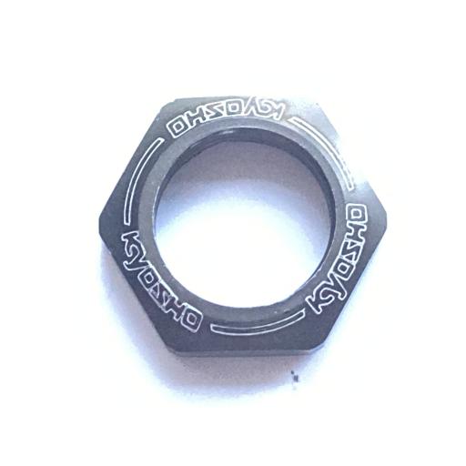 1/8 17mm Kyosho Grey Non Slip locking Wheel Nuts x 4 Aluminium Alloy, embossed.