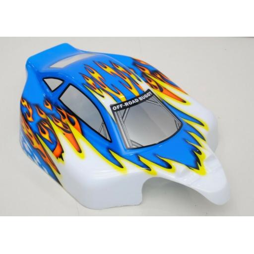 RC Buggy Body Shell Fits 1/8 Buggies + Stickers Universal - Blue Yellow White