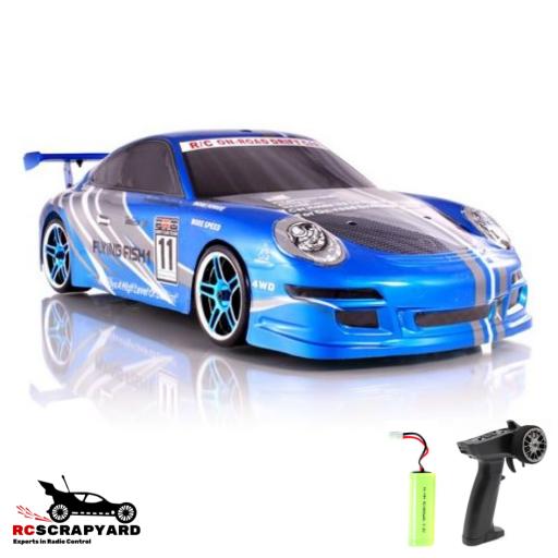 Porsche Electric Blue Brushed 1/10 Very fast RC car with remote and batteries RTR