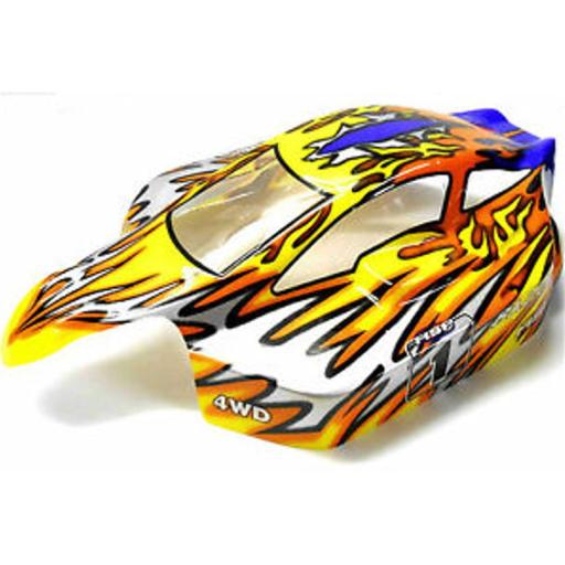RC Buggy Body Shell Fits 1/8 Buggies + Stickers Universal -Purple Yellow and White