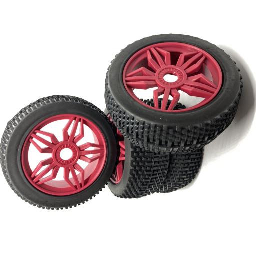 Buggy Wheels Purple Red- 17mm Hex fitting. for 1/8 HPI Kyosho XTM Hobao Set of four.