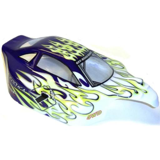 RC Buggy Body Shell Fits 1/8 Buggies + Stickers Universal -Purple Green and White