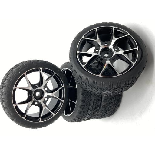 1/10 Metal - Anodised Aluminium High Quality Wheels and Tyres set of 4. Black