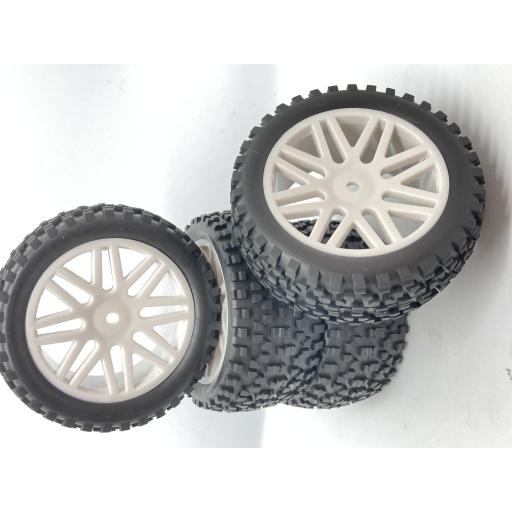 1/10 Buggy / Truck wheels 12mm Hex fitting in White. Set of four.