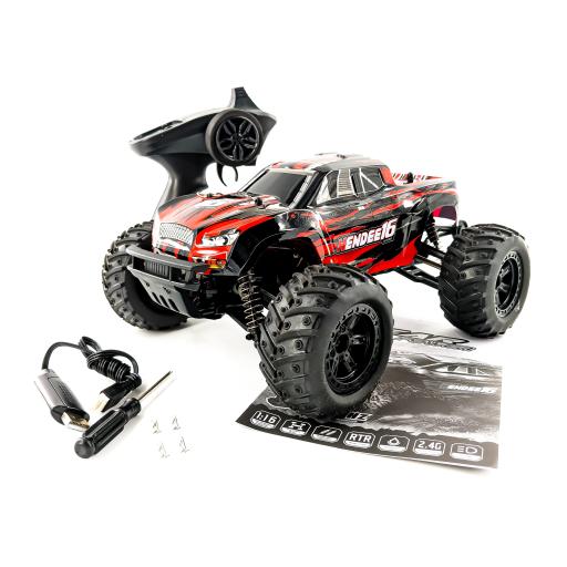 Hendee 4WD 1/16 Hobby Scale Waterproof Red Truggy G-16 - Complete Ready to Run with Spare Battery