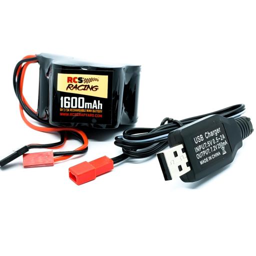 6v NiMH 1600mAh RC Hump Rechargeable RC Receiver Battery+ JST / Futaba + USB Charger