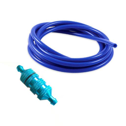 Nitro RC silicone fuel pipe and filter Blue tube combo  - High Temp 1 mtre