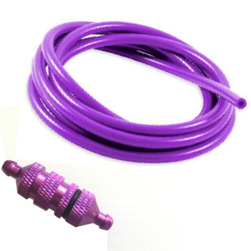 Nitro RC silicone fuel pipe and filter Purple tube combo  - High Temp 1 mtre