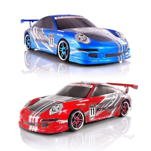 Porsche Red/Blue - Brushed/Brushless - 2S/3S - 1/10 Very fast RC car with remote and battery RTR