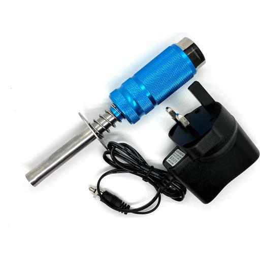 RC Nitro Glow Starter with Meter Indicator & Rechargeable battery and UK Charger - Blue