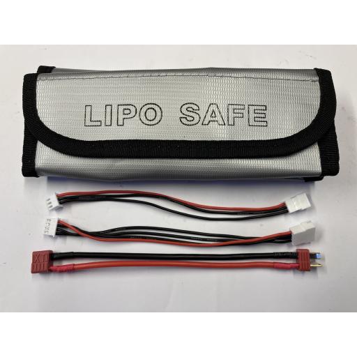Lipo Safe Bag with Charging Extension leads - Fire and explosion protection when charging