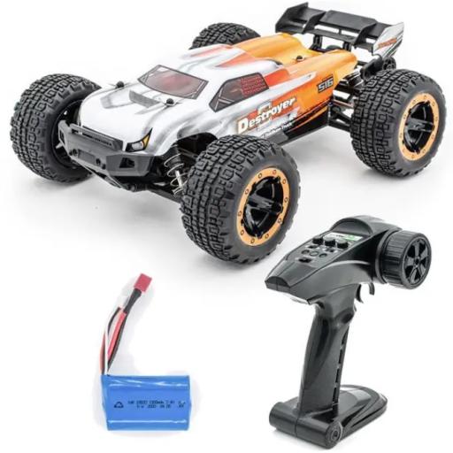 4WD 1/16 scale Very Quick Destroyer Orange Truggy, with 2S Lipo battery and controller - Ready to Run